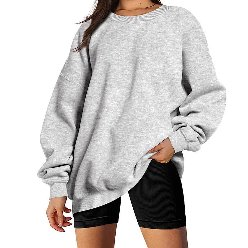 Basic solid-color long-sleeved pullover hoodie