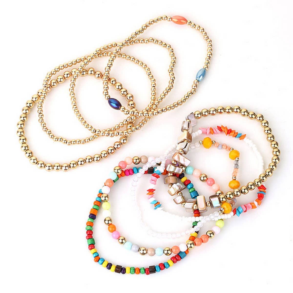 Boho Layered Anklet Set ??Colorful Beaded Style_CWMM6347