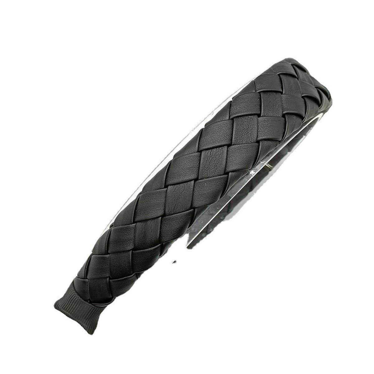 Elegant Solid PU Woven Diamond Headband