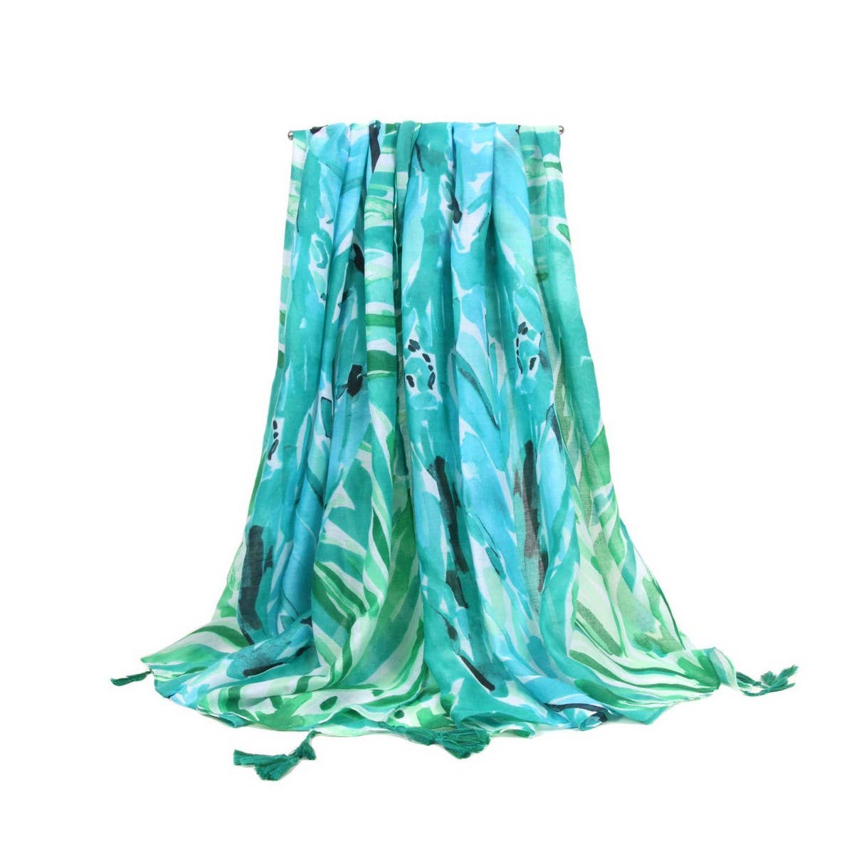 Banana Leaf Print Scarf - Green Summer Beach Wrap_CWASC0676