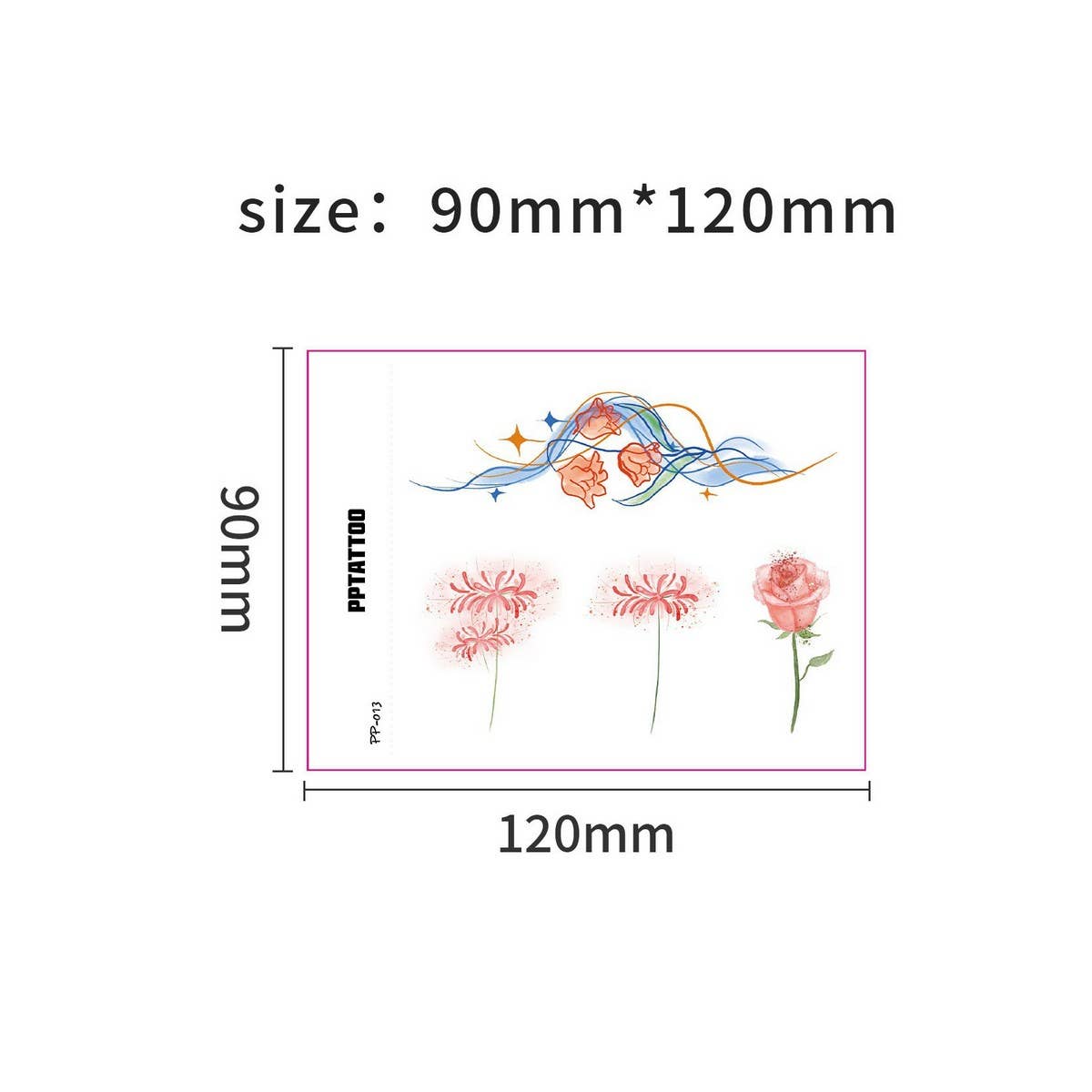 Cute Doodle Tattoo Stickers Colorful Firework Set