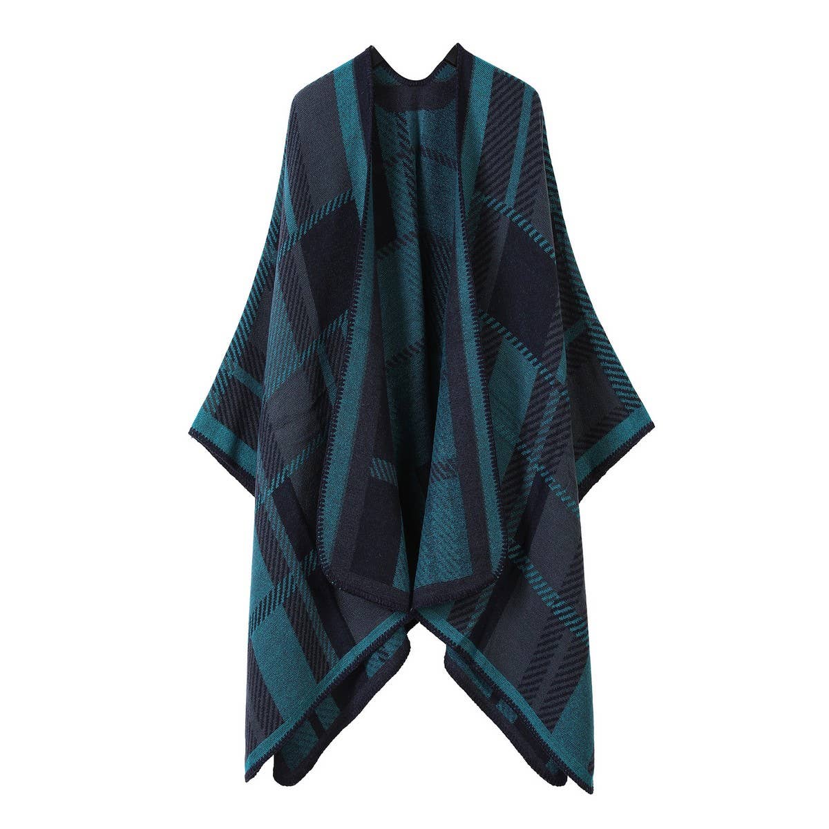SHAWL FAUX CASHMERE JACQUARD SLIT CAPE