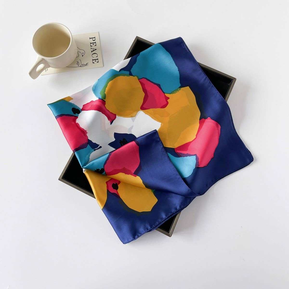 Elegant Polka Dot Satin Silk Scarf