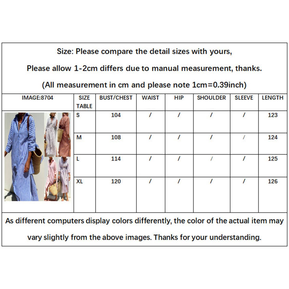 FIVE-QUARTER SLEEVE STRIPED SHIRT DRESS