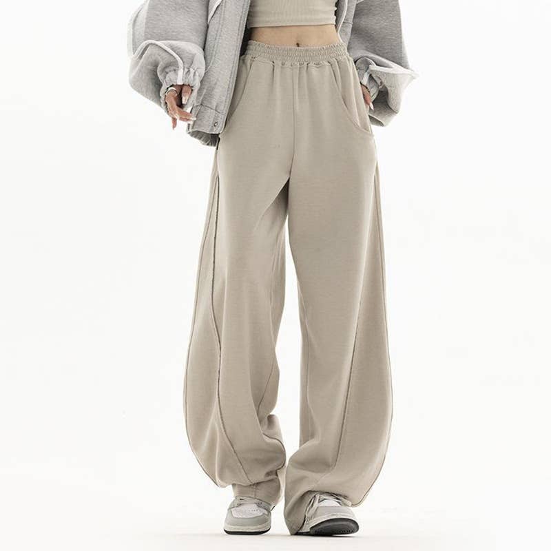 HIGH-WAISTED LOOSE CASUAL STRAIGHT-LEG PANTS