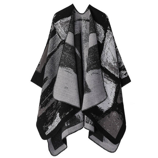 THICKENED CASHMERE SHAWL AND LONG CAPE
