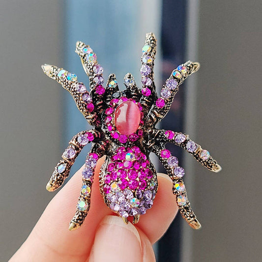 CWAJE2567_HALLOWEEN SPIDER CRYSTAL BROOCH