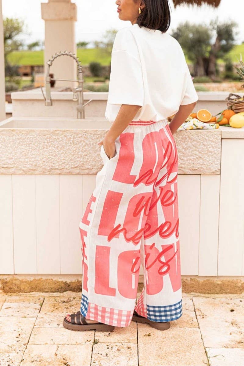 CWBLP2044_NEW SUMMER GRAFFITI PRINT LOOSE STRAIGHT PANTS