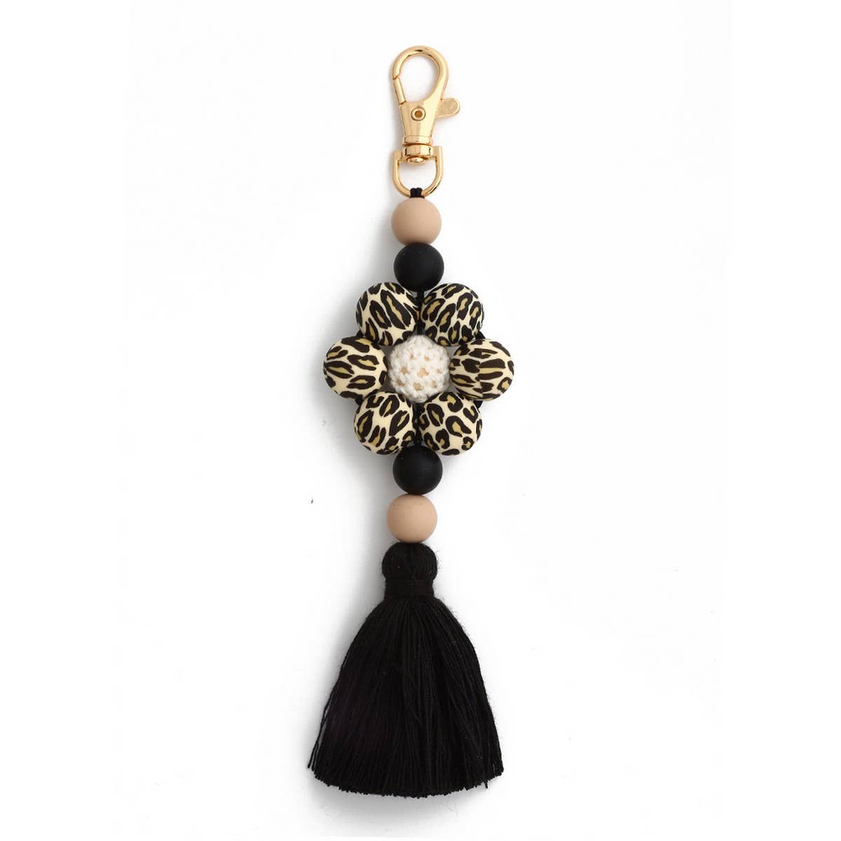 Beaded Tassel Bag Charm Creative Silicone Keychain_CWMM6864
