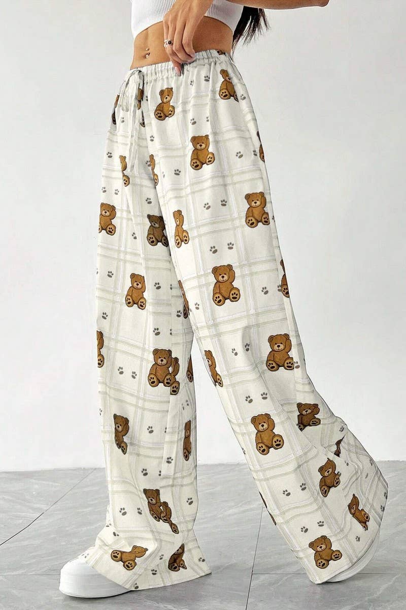 CWBLP2084_ELASTIC WAIST PRINTED LOOSE STRAIGHT LOUNGE PANTS