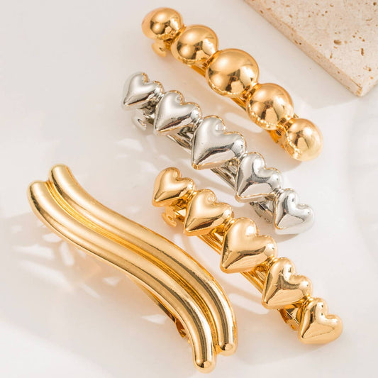 Geometric Heart Metal Spring Hair Clip for Women