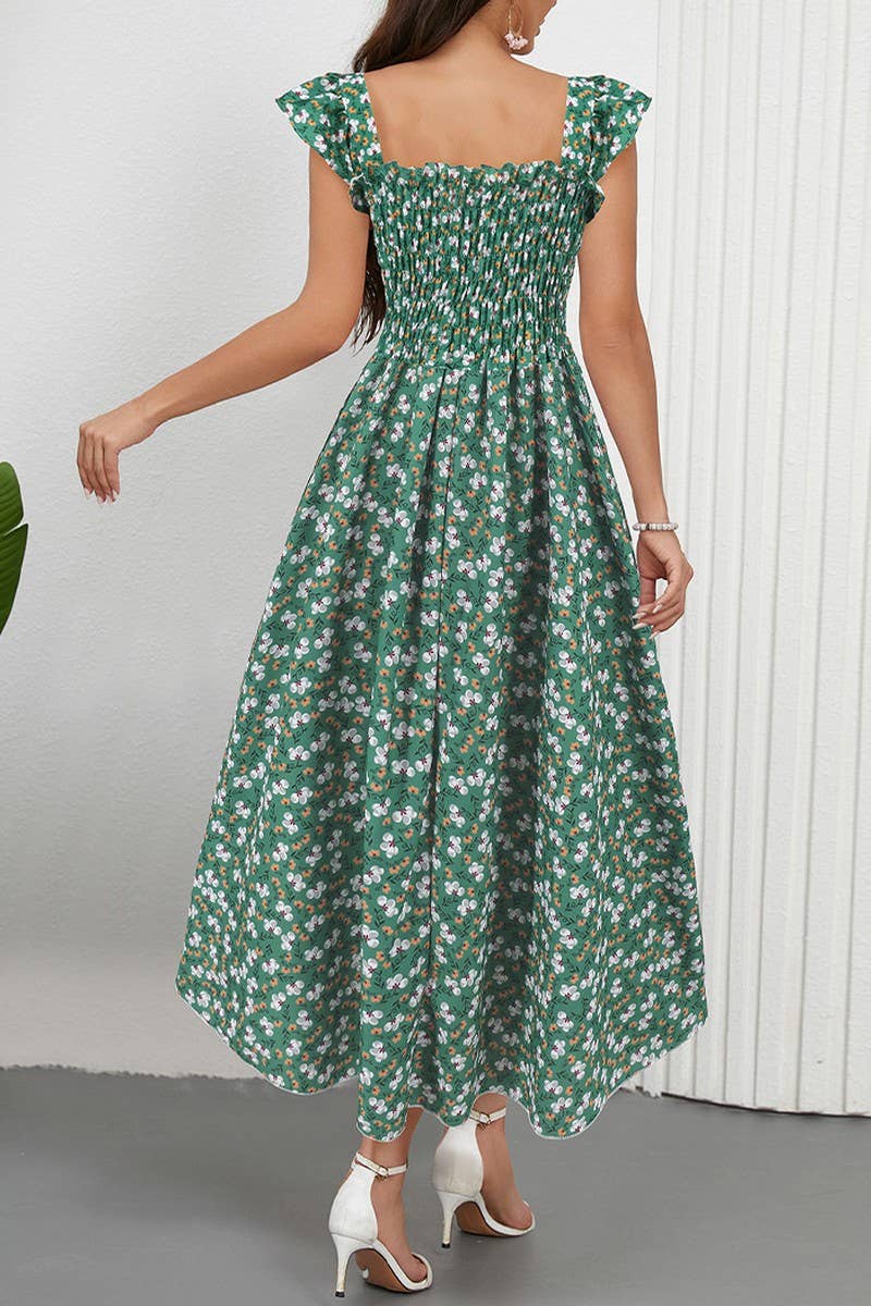 CWDMD6205_FLORAL FLUTTER SLEEVE SQUARE NECK MAXI DRESS