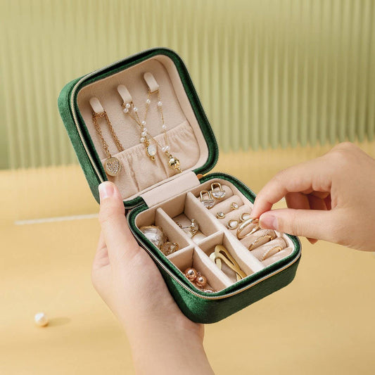 VELVET DOUBLE LAYER PORTABLE JEWELRY STORAGE BOX