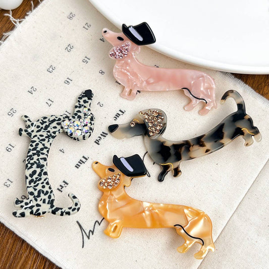 RHINESTONE DOG TEMPERAMENT GIRLY HAIR CLIP