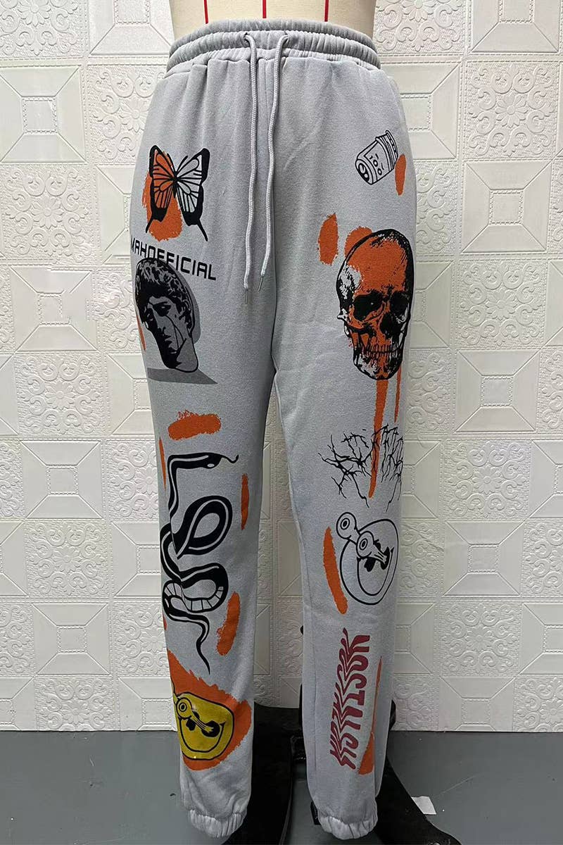 Halloween trendy printed high-waisted pants