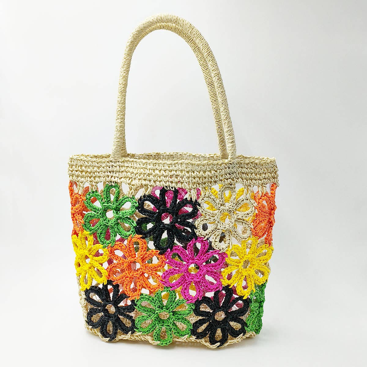 FRESH HOLLOW FLOWER HANDWOVEN BAG_CWAB1886