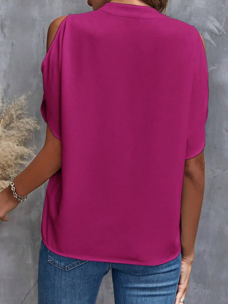 V-NECK FASHION SLEEVED BLOUSE