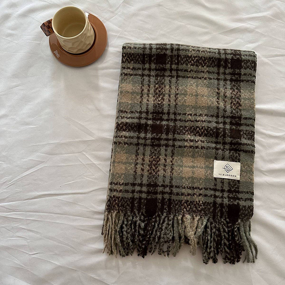 Brown Check Scarf ??Thick Dual-use Winter Wrap_CWASC2299