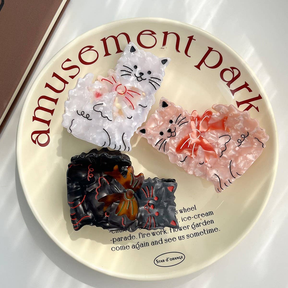 Bow Cat Acetate Hair Claw, Cute Shark Clip for Bun_CWAHA5823