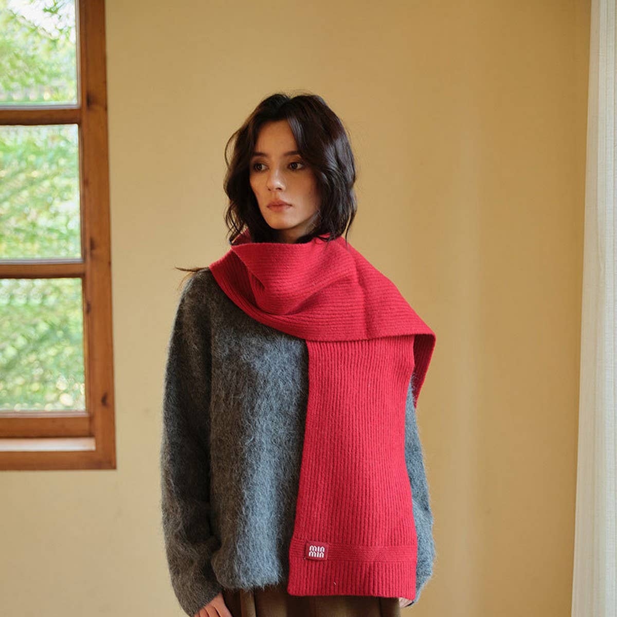 100% Wool Knitted Striped Scarf ??Soft & Warm_CWASC2305