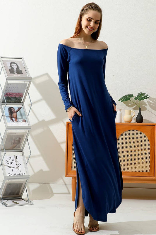 CWDMD817_OFF SHOULDER ROUND HEM MAXI DRESS WITH POCKETS