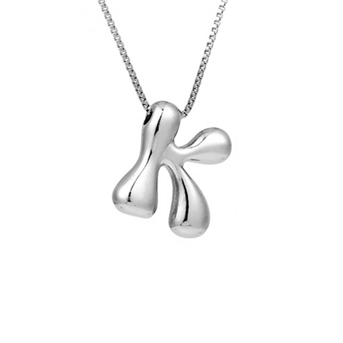 Hip Hop 26 Letters Pendant Necklace - Silver Chain