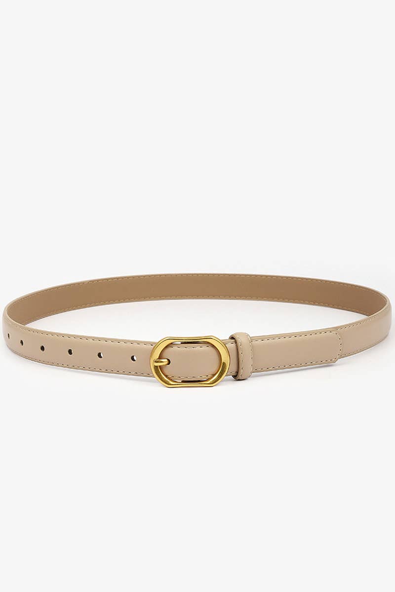 GOLD ROUND BUCKLE SLIM BELT_CWABE0086