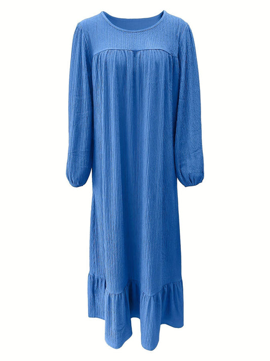 STYLISH VINTAGE SOLID COLOR RUFFLED HEM DRESS