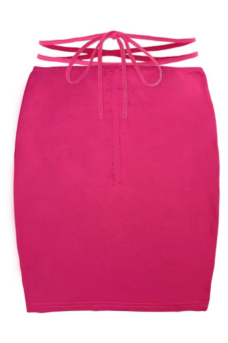 CWBSS0425_HIGH WAISTED HIP-HUGGING DRAWSTRING MINI SKIRT