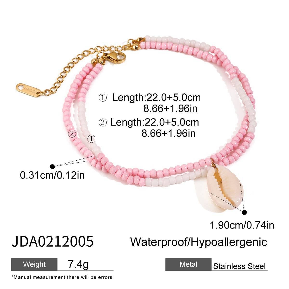 18K Gold Double Layer Shell Anklet, Stainless_CWAJE4701