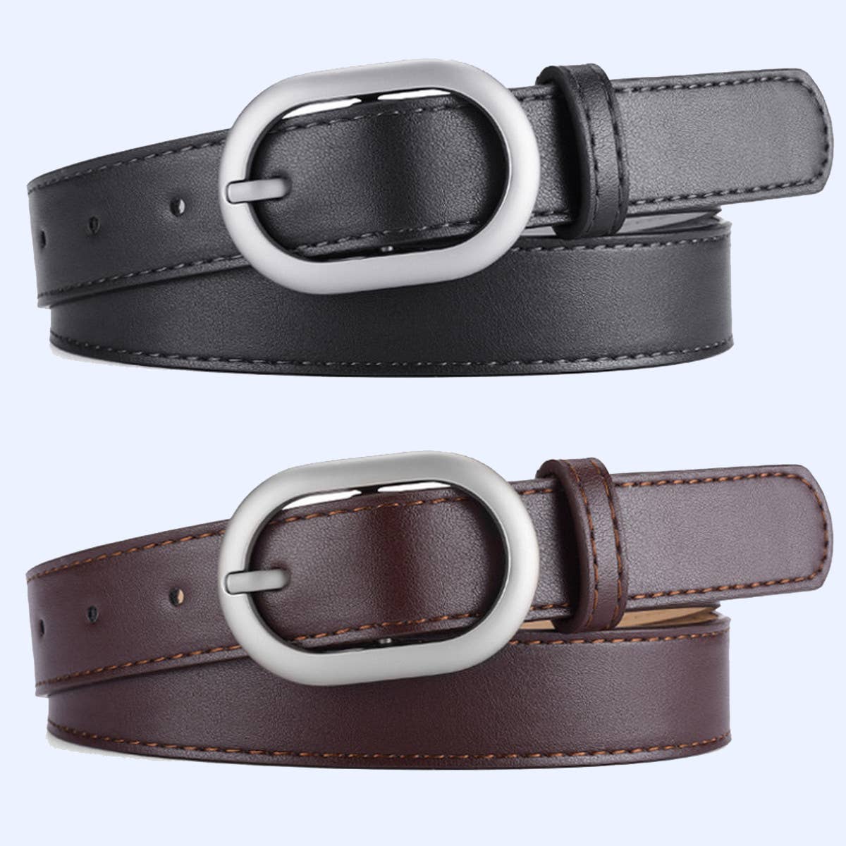 WOMEN NEW SLIM FIT OVAL PU BELT_CWABE0352