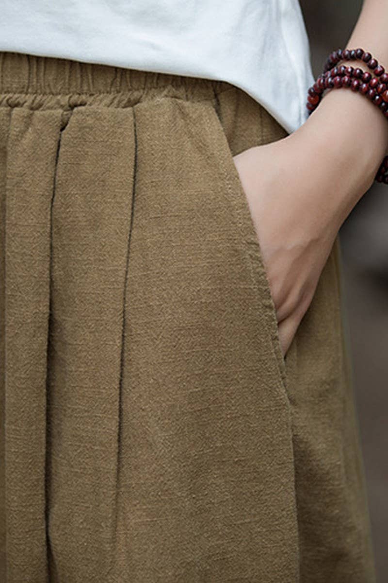 CWBLP1377_COTTON AND LINEN SAND-WASHED WIDE-LEG TROUSERS