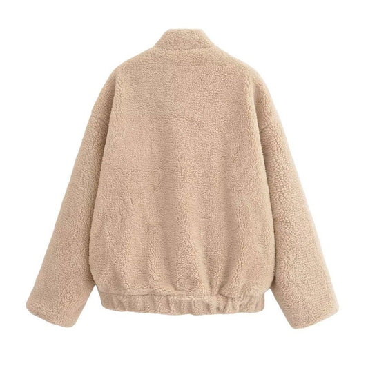 Street-style fleece pilot jacket coat