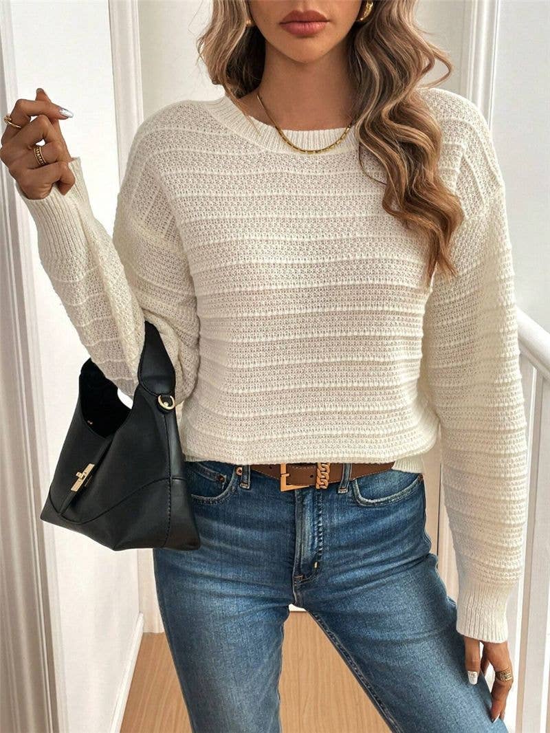 Back bow design feel casual pullover sweater