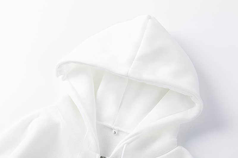 SPIDER WEB HEART ZIPPER FLEECE HOODED CARDIGAN