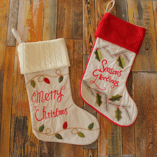 NEW CHRISTMAS KNITTED SOCKS CANDY BAG ORNAMENTS