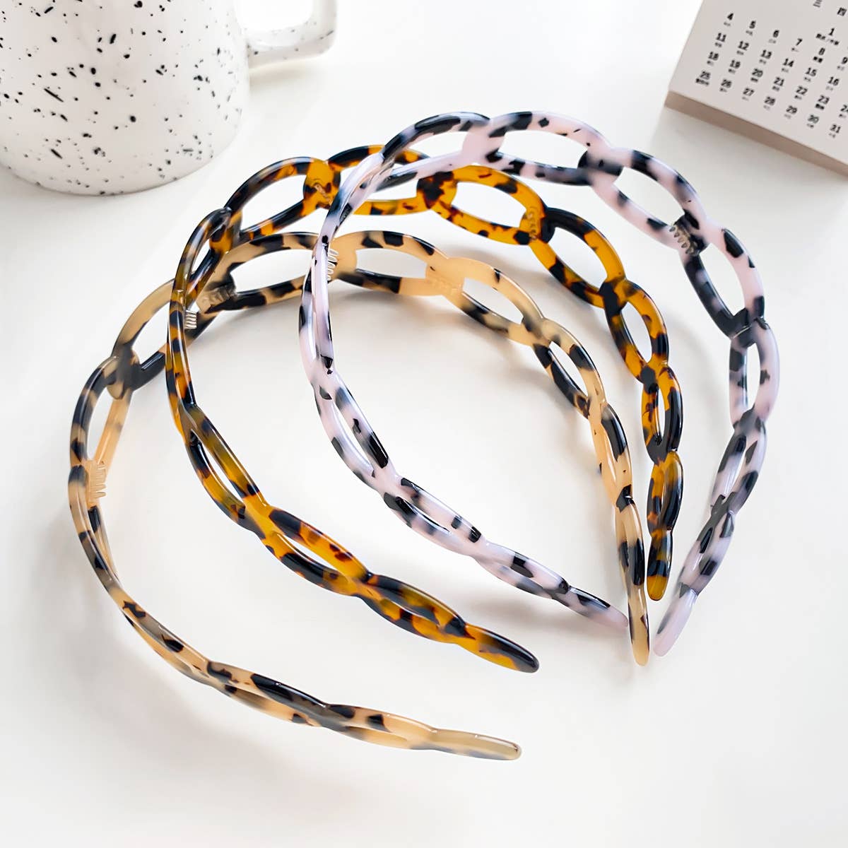 High-end acetate plate headband perforated teeth