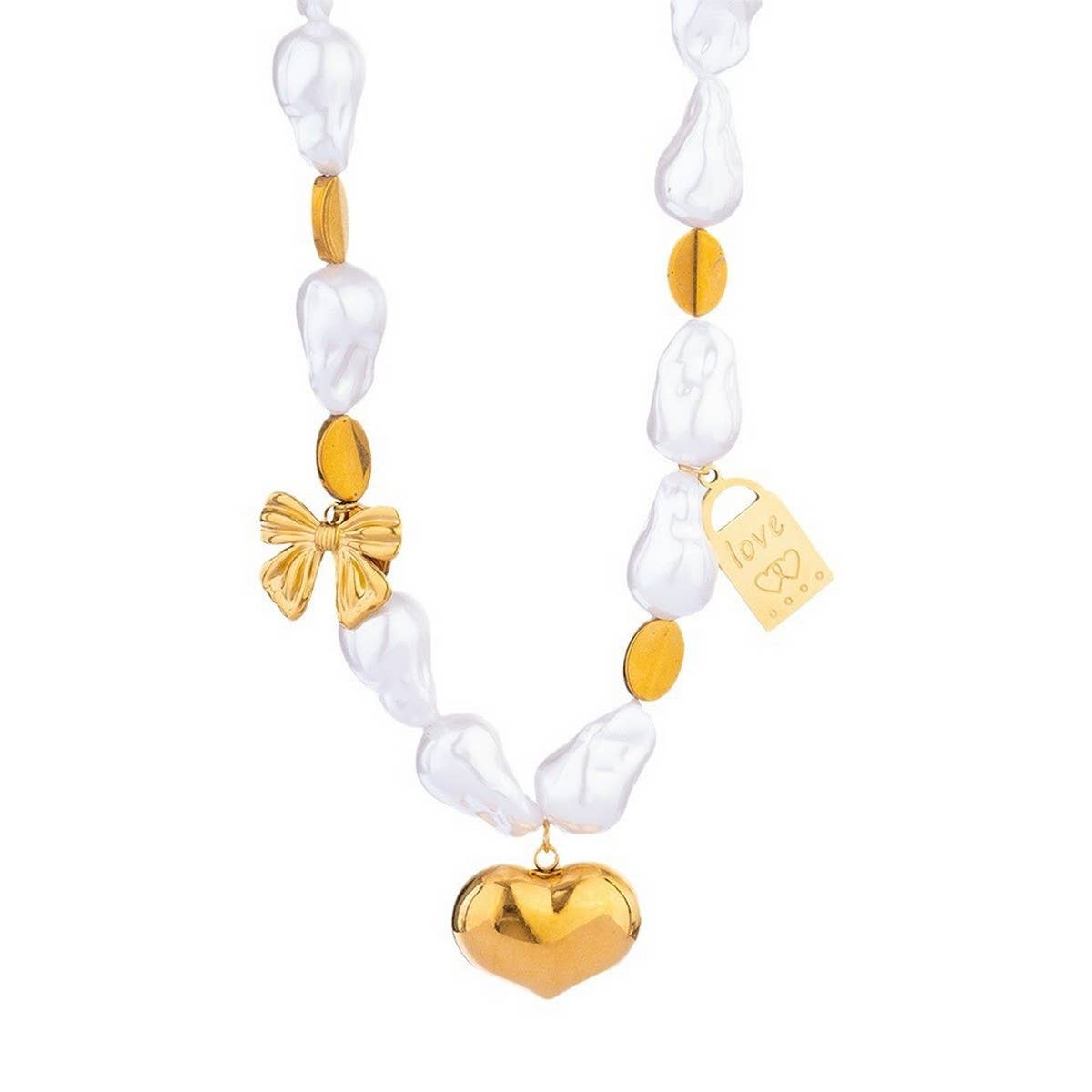 Unique Baroque Turquoise Heart Flower Necklace