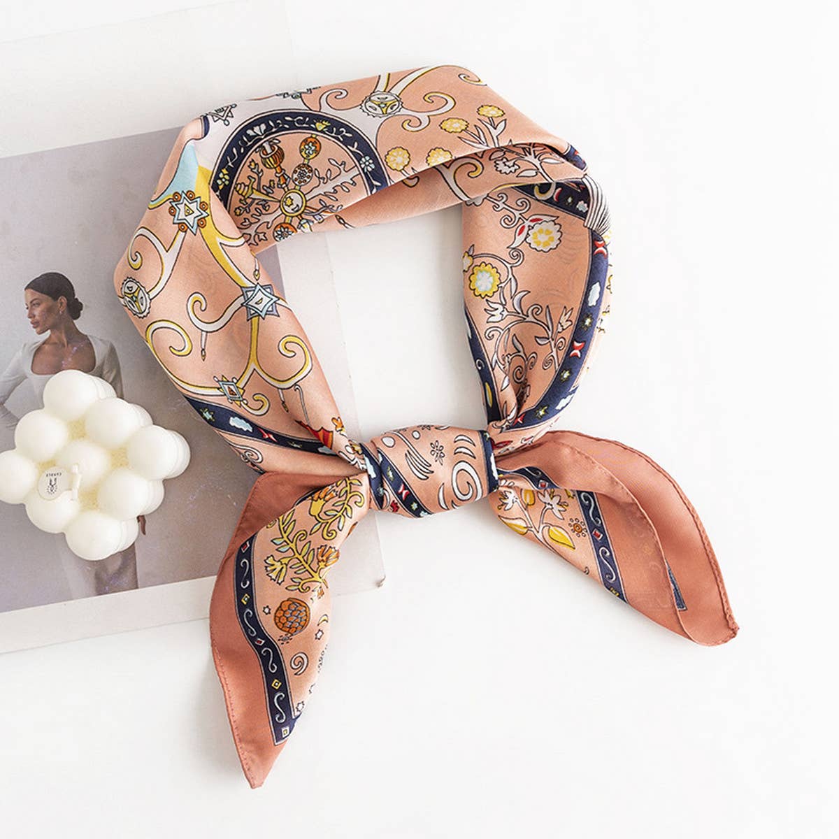 Floral Satin Square Scarf for Women?™s Elegance