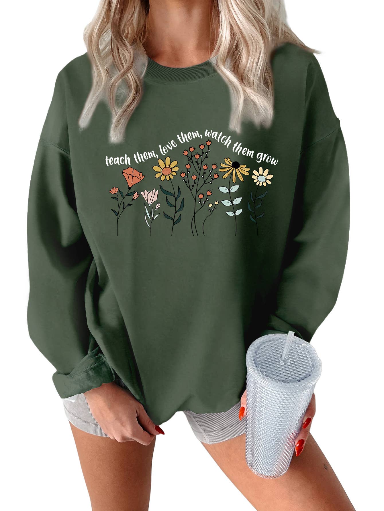 Teach them love printed thickened warm hoodie