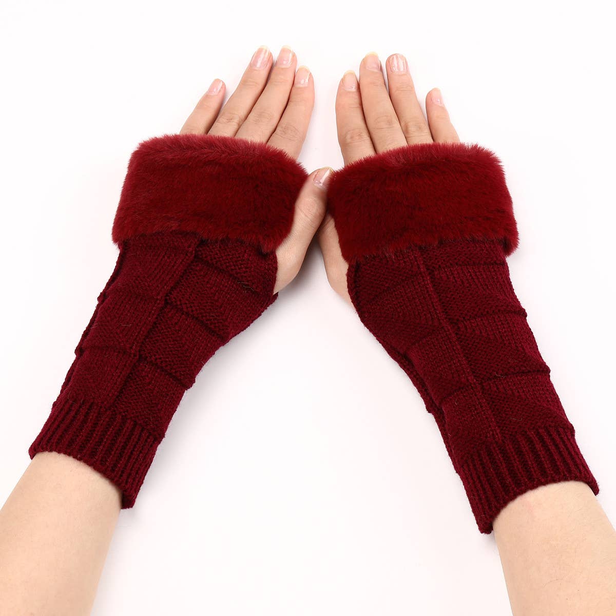 SIMPLE WARM KNITTED HALF-FINGER GLOVES_CWAG0111