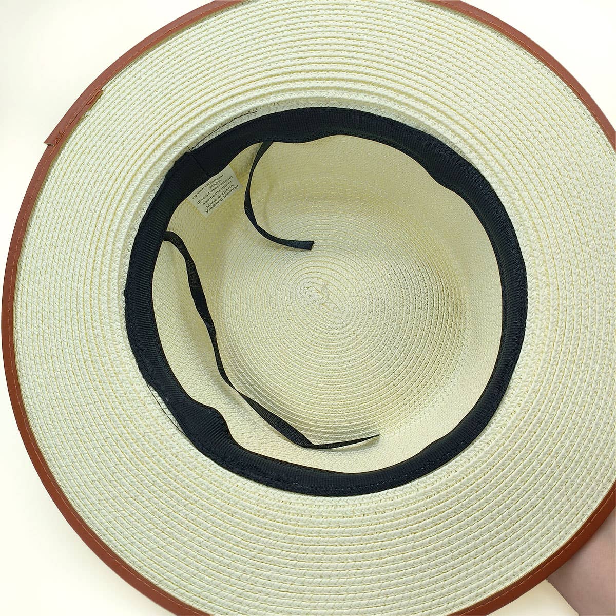 BRITISH STYLE FLAT TOP FASHIONABLE BELT STRAW HAT_CWAH1156