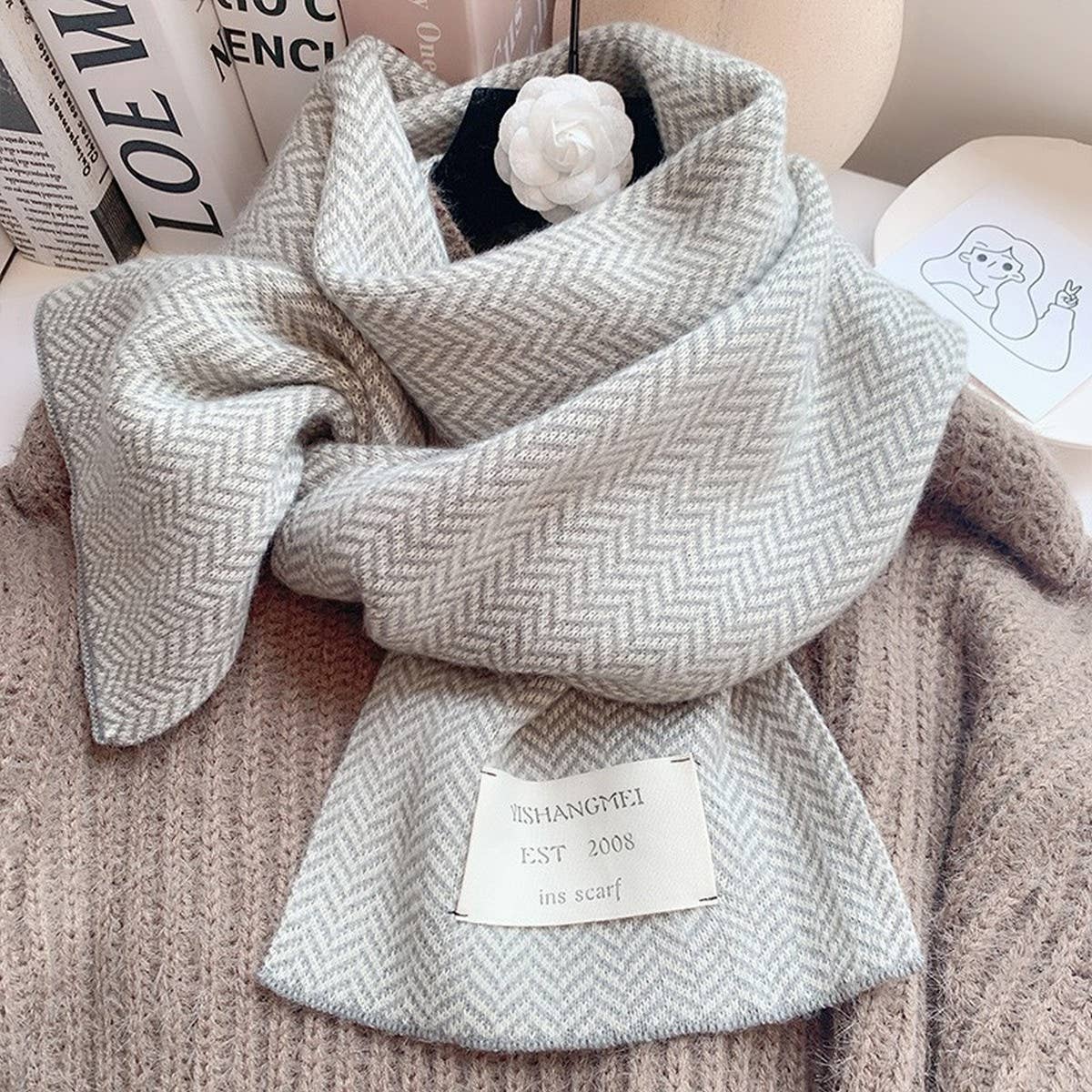 Cozy Knit Scarf - Thick Faux Cashmere Winter Wrap