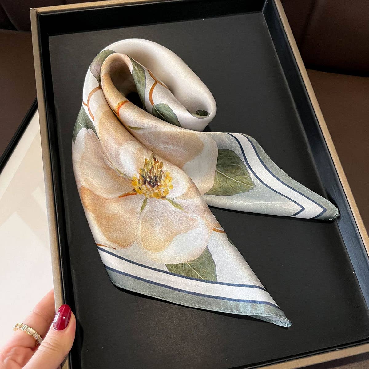 Floral Scarf - 100% Mulberry Silk Fall/Winter Wrap