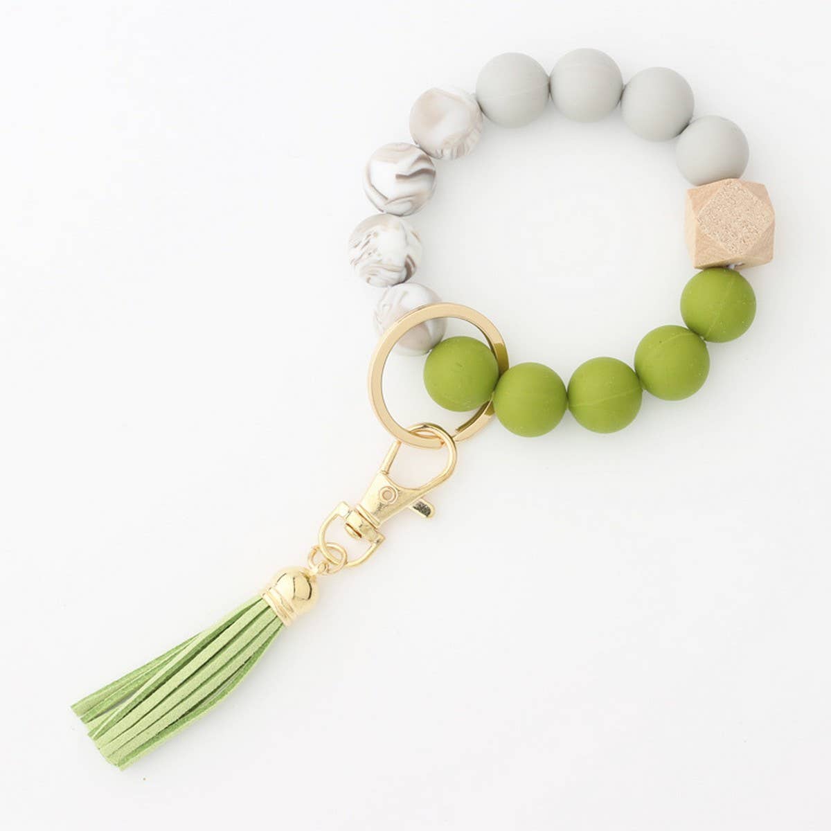 Tassel Bead Keychain Bracelet with Silicone Beads