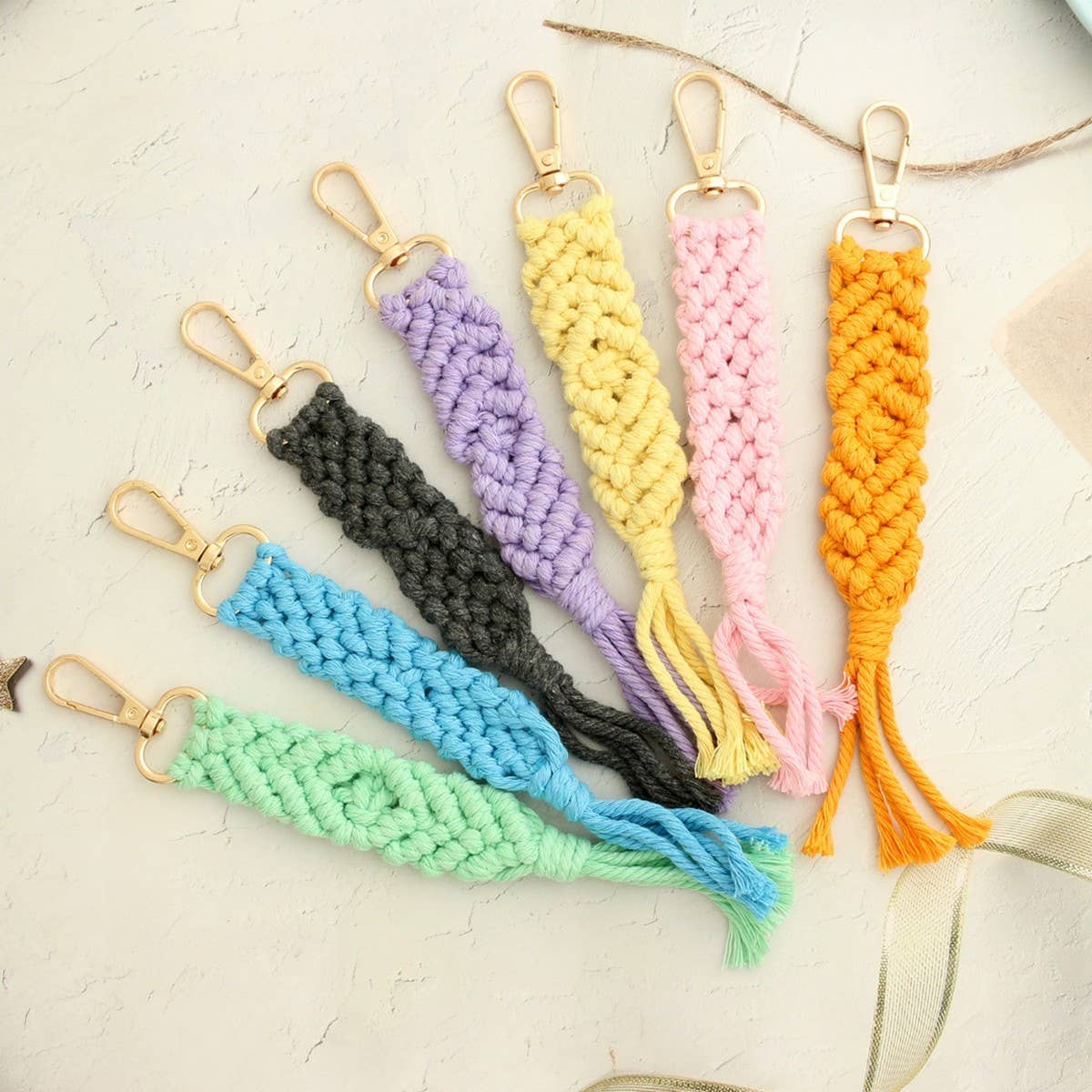 Boho Cotton Tassel Keychain Handmade Woven Charm_CWAB5081