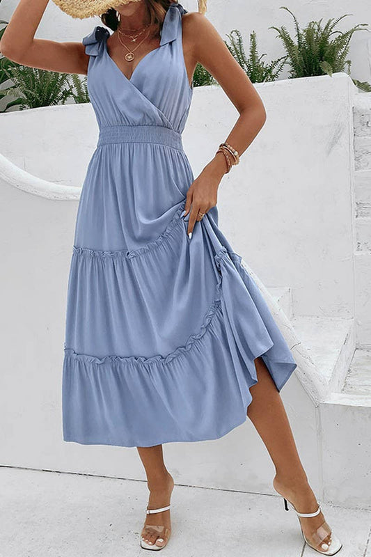 SOLID COLOR HALTER HIGH WAIST DRESS_CWDSD2680