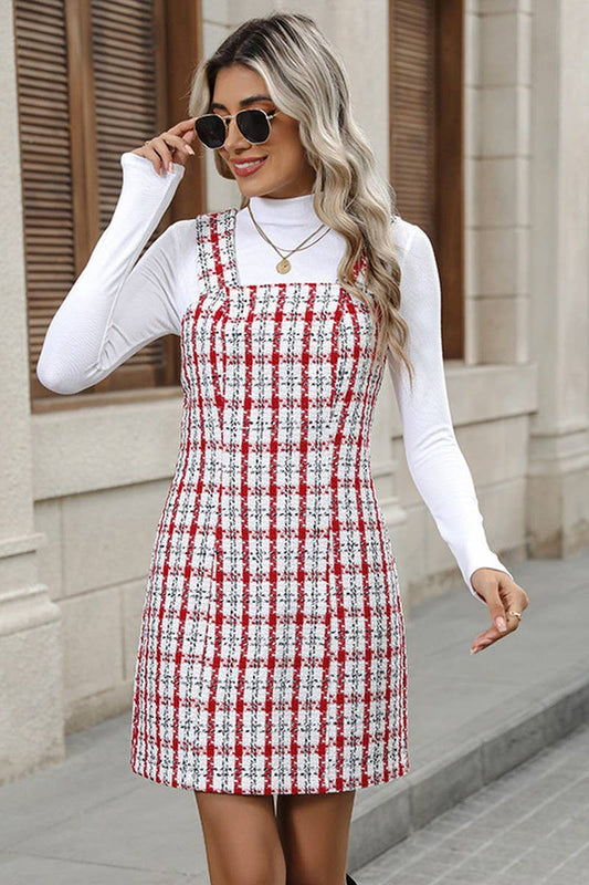 CWDSD10596_CHECK CHANEL-STYLE VEST DRESS