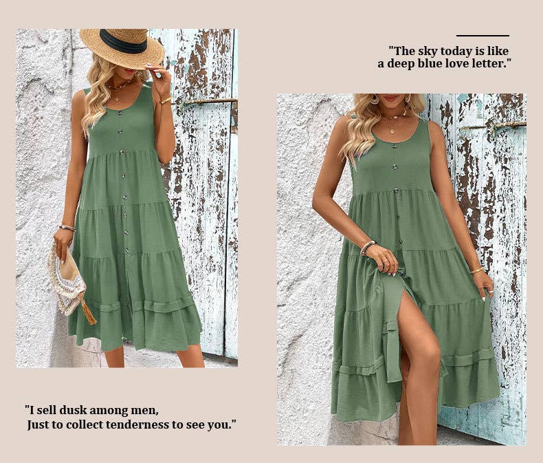 Sleeveless split-stitching dress