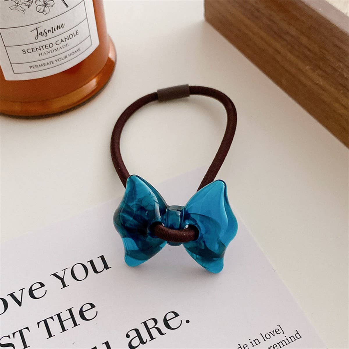 6PCS/SET ACRYLIC BEAR FLOWER BOW HAIR TIES_CWAHA0337